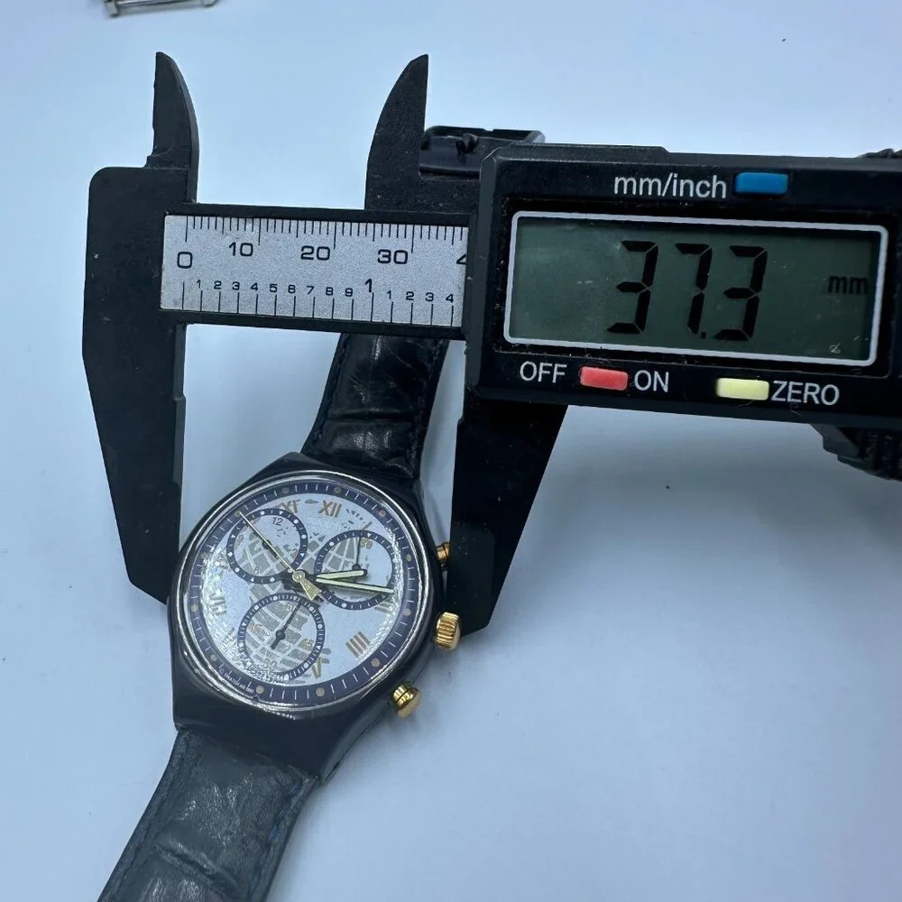 Swatch Timeless Zone Chronograph Watch Men Black 37MM Dial SCN104 New Battery